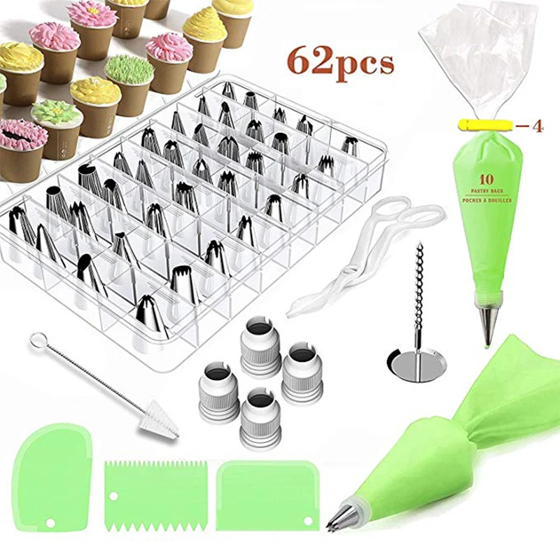 Pastry Bag Nozzles Stainless Steel Nozzles For Cream 62Pcs/Set Pastry