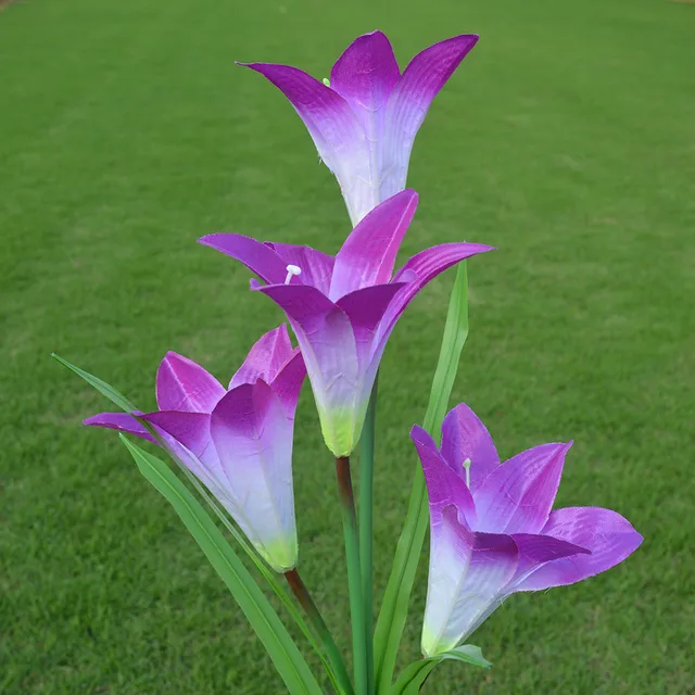 Hot Fashion 1PC Solar Light 4 Heads Solar Lantern LED Decorative Outdoor Lawn Lamp 4 Flower Lily Garden Lamp Solar Flower light