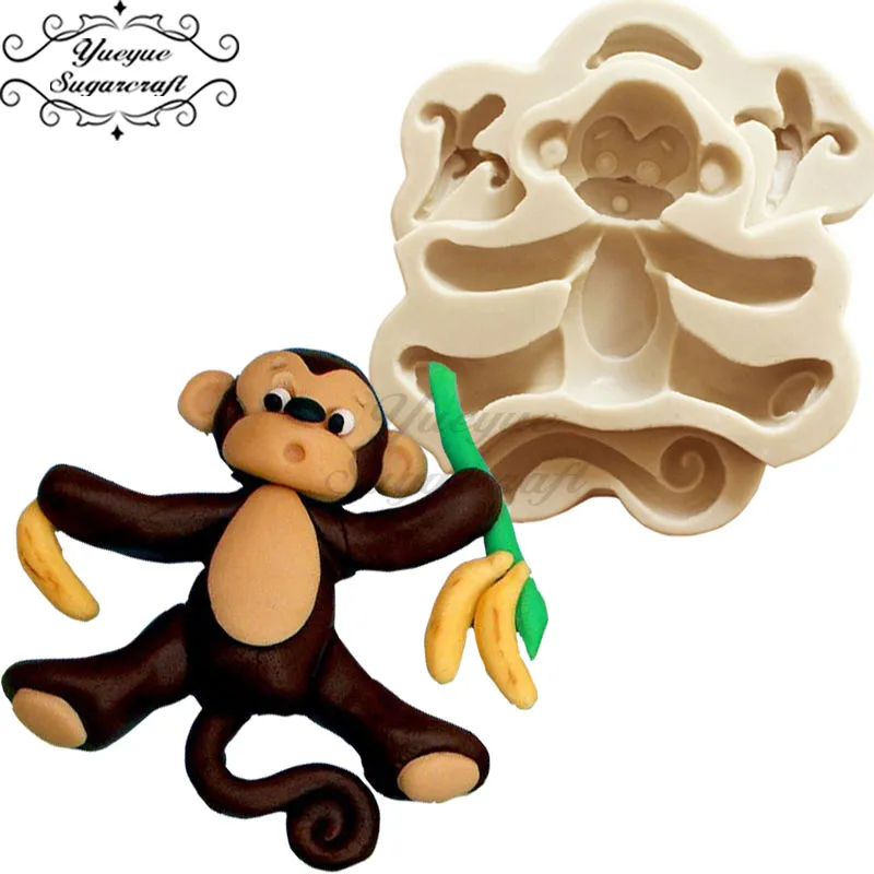 Yueyue Sugarcraft животный Слон/собака/кролик/силиконовая форма для помадки инструменты для украшения торта шоколадная мастика форма - Цвет: Monkey