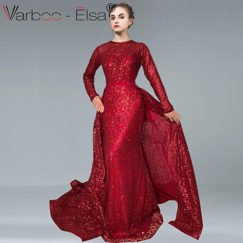 VARBOO_ELSA роскошное вечернее платье с длинным рукавом со съемным шлейфом Русалочки