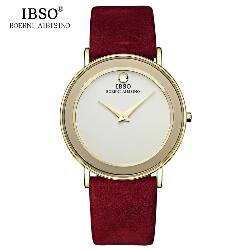 IBSO 6 мм Ультра тонкие часы для мужчин лучший бренд класса люкс мужские кварцевые часы водонепроницаемые мужские часы Мужские часы с кожаным ремешком#2216
