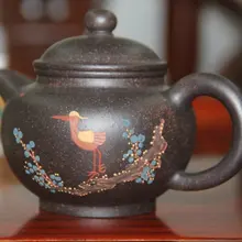 Китайский чайный сервиз Исин Чайник грязи роспись Черный Чжу грязи Син Пуэр Улун горшок около 206 мл