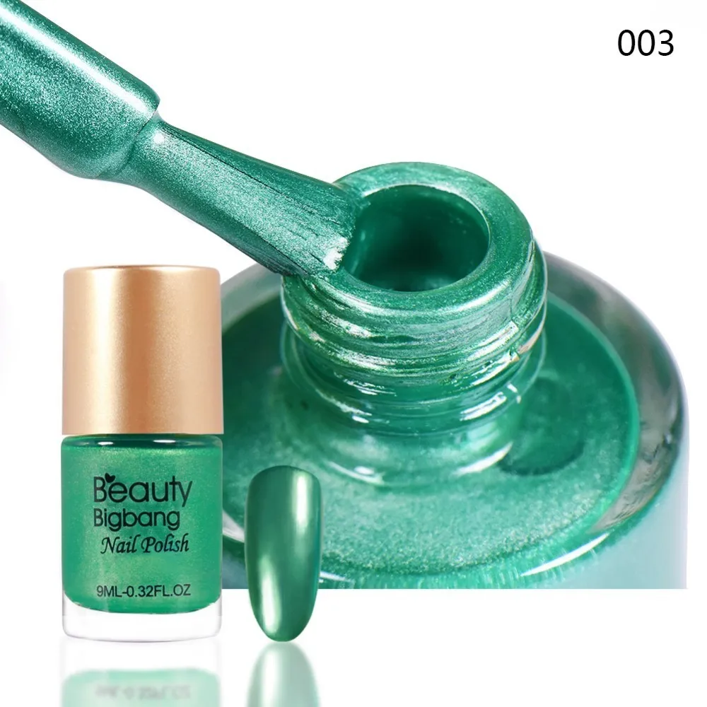 Beautybigbang 9 мл зеркальный эффект зеленый лак для ногтей металлический лак Великолепные Металлические Лаки стемпинг ногтей покрытие для дизайна ногтей - Цвет: 3A