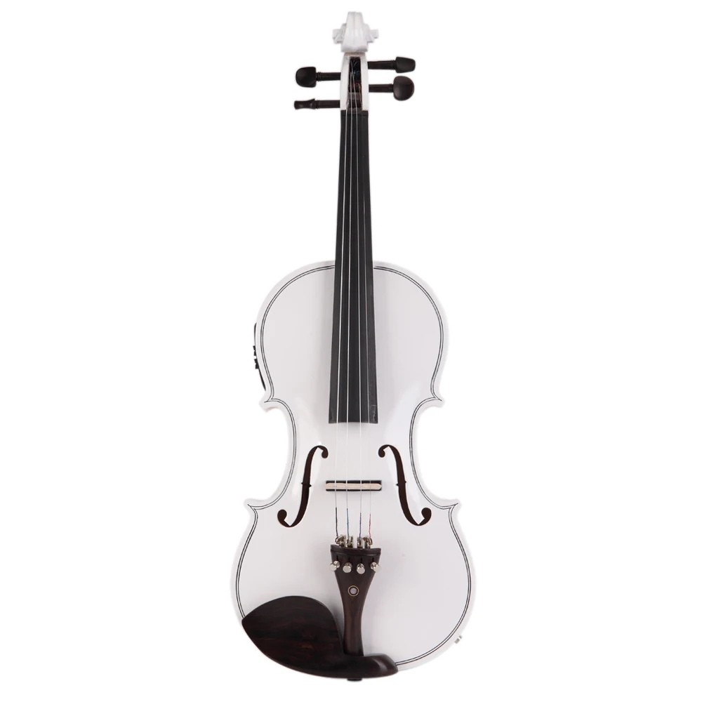 

Glarry 4/4 Solid Wood EQ Violin with Case Bow Strings Shoulder Rest Electronic Tuner Connecting Wire Cloth White - US Stock