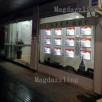 

A3 Single Sided Landscape LED Light Pocket Real Estate Agent LED Window Display Hang Kits Illuminated Acrylic Light Panel(15pcs)