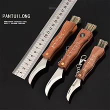 Padauk Mushroom Knife Wood Folding Blade Camp Tool Gift Tool Outdoors Pocket Wooden Handle Fold Knife Bring Hair Brush navajas