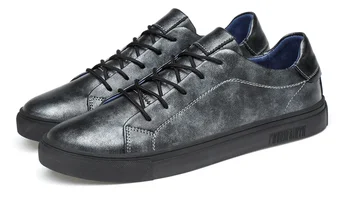 

2019 Spring Summer Men Genuine Leather Casual Shoes Lace-Up Flats Cowhide Streetwear Masculino Walking Breathable Footwear D331