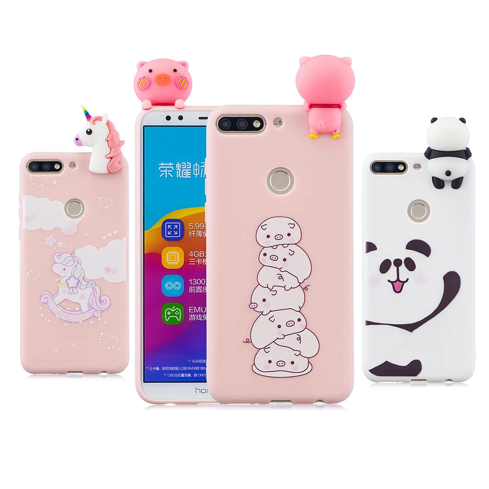 

3D Cartoon Unicorn Panda Phone Case For Huawei Honor 7C Cat Pig Fundas Cover Huawei Honor 7C Silicone Case Soft TPU Coque