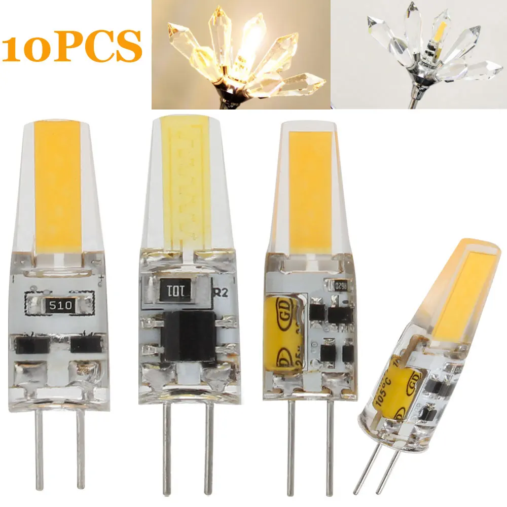 10 шт./лот Светодиодная лампа G4 AC DC 12V 220V 6W COB мини G9 угол луча 360 заменить галогенные