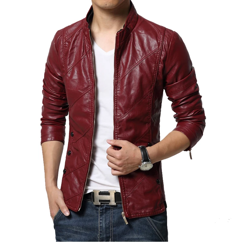 Hot Sale Men Leather Jacket Brand Coat Motorcycle Leather Jackets Leather PU Jacket Coat Stand Collar Size M-6XL
