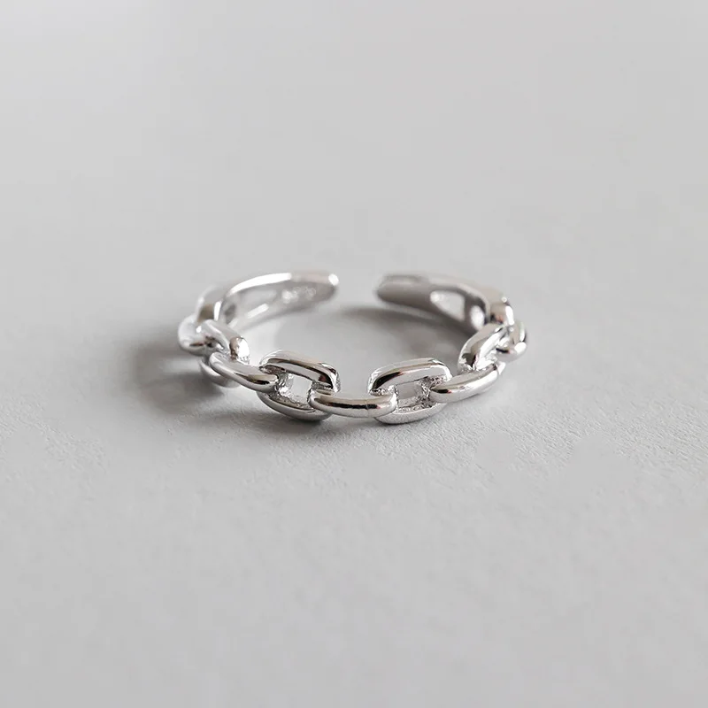 

100% 925 sterling silver rings for women aneis feminino, fashion chain adjustable ring anillos mujer argent 925 jewellery anelli