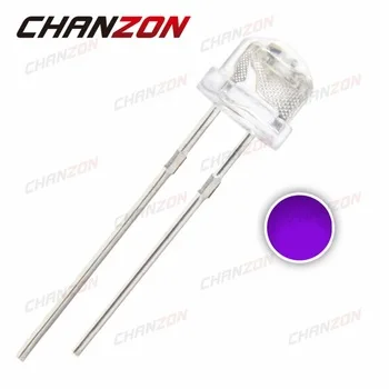 100pcs 5mm Straw Hat UV Purple Light Wide Angle Ultraviolet 395nm - 400nm Transparent 5 mm 20mA 3V Light-Emitting Diode LED Lamp