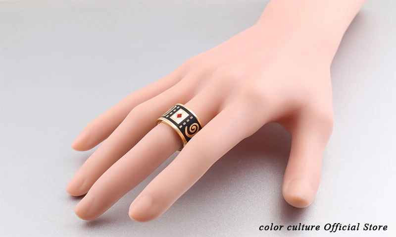Новое высококачественное Ретро классическое кольцо из нержавеющей стали, черные кольца для женщин, ювелирные изделия, кольцо с эмалью