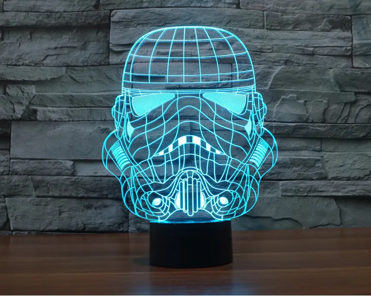

Creative 3D LED 7 color Star Wars Stormtrooper changing visual illusion light bedroom light action figures PMMA table lamp 342