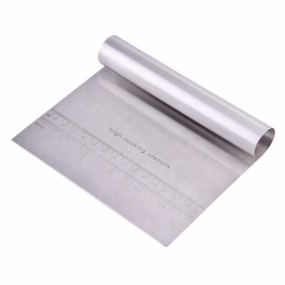 

Stainless Steel Pizza Cake Dough Scraper Cutter Baking Pastry Spatulas Fondant Cream Cutting With Measuring Guide Kitchen Tools