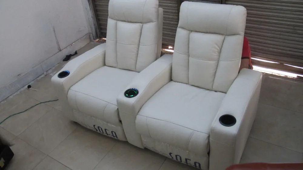 

Leather home theater chair electric recliner sofa with refrigeration cup holder