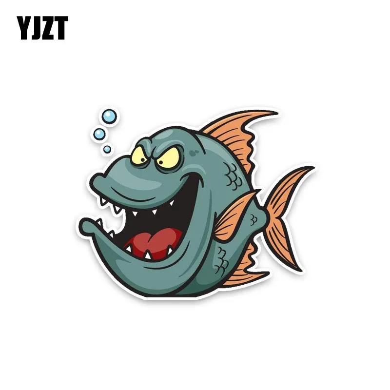 

YJZT 12.3*9.9CM PVC Decals Tricky Ferocious Ugly Fish Animal Fashion Car Sticker Cartoon Beautiful C1-3287