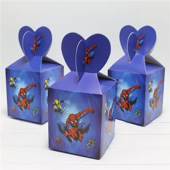 

8*8*10cm Candy Cake Box for Kids Spiderman Theme Birthday Party Baby Shower Party Decoration Party 96pcs/lot Free shipping