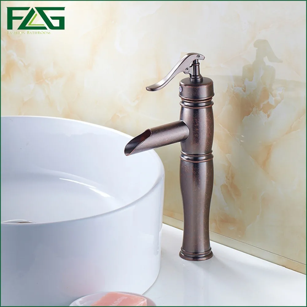 

FLG Beautiful Design Basin Faucet Roman Red Bronze Colour Cold&Hot Square Waterfall Valve Bathroom Badkranen Pia Red Faucet M188