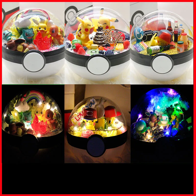 PokeBall Monster Pet pokebolas Pikachu Eevee Bulbasaur Charizard Squirtle DIY светодиодный фигурка на день рождения, рождественские игрушки для подарка