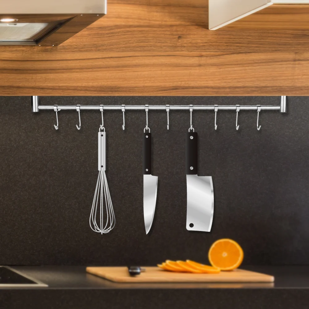 Stainless Steel Wall mounted Hook Rack Hanger Storage Organizer for
