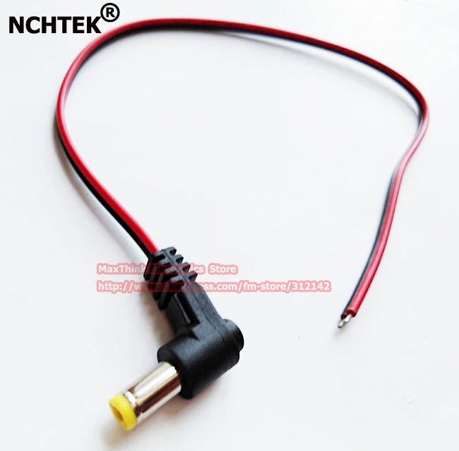 

NCHTEK 90 Degree Angled DC 5.5x2.1mm 5.5/2.1 Male Plug CCTV Power Charger Cable About 30CM/Free shipping/100PCS