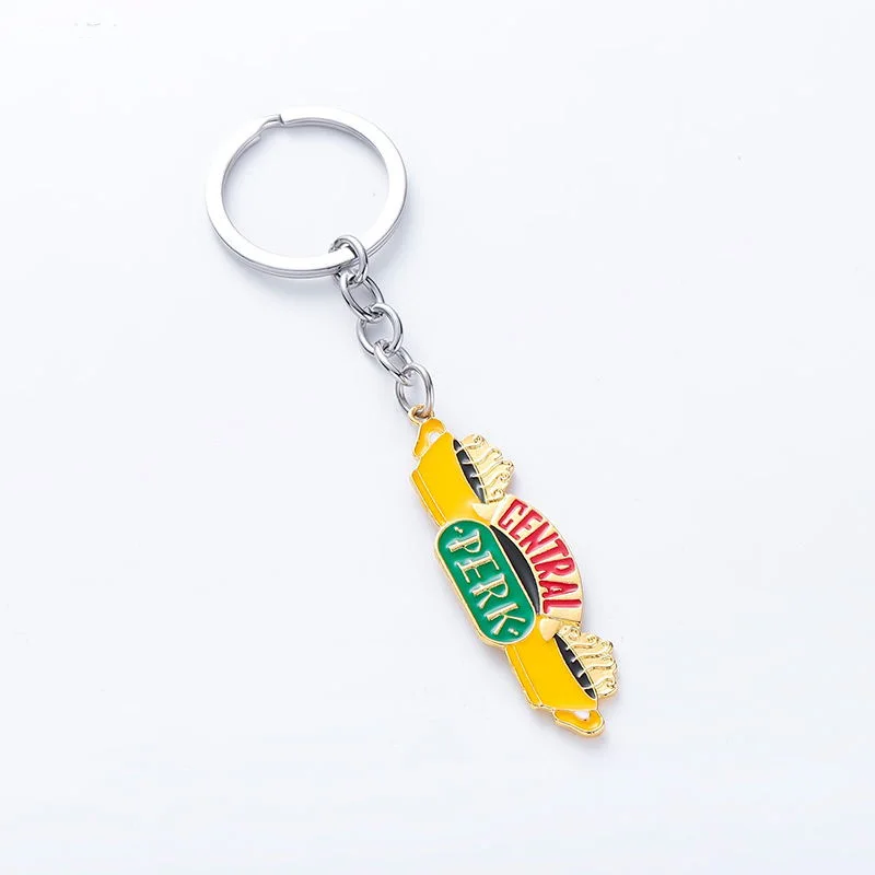 

Pure Cute Keychain Best Friend Centark Perk Light Yellow Enamel KeyChain Trendy Jewelry Stainless Steel Key Ring Pendants Women