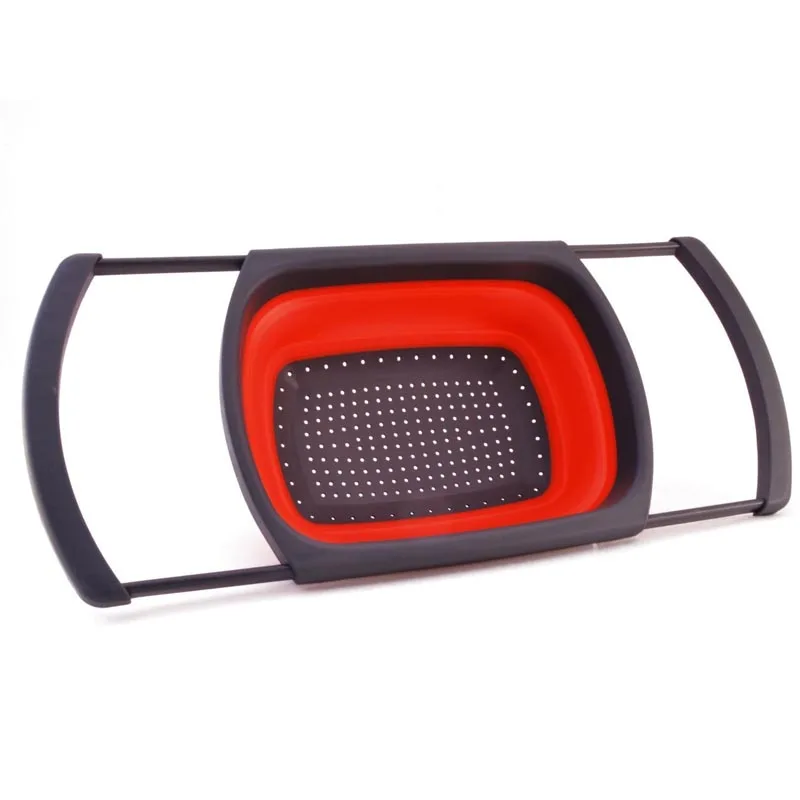 

Fruit Vegetable Folding Draining Basket Kitchen Strainer Collapsible Colanders Retractable Handles HTQ99