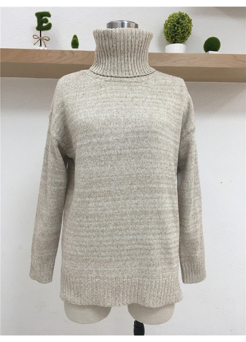 Зимний свитер с высоким воротом, Женский пуловер, вязаный женский осенний вязаный женский зимний свитер, вязаные пуловеры, женские теплые свитера