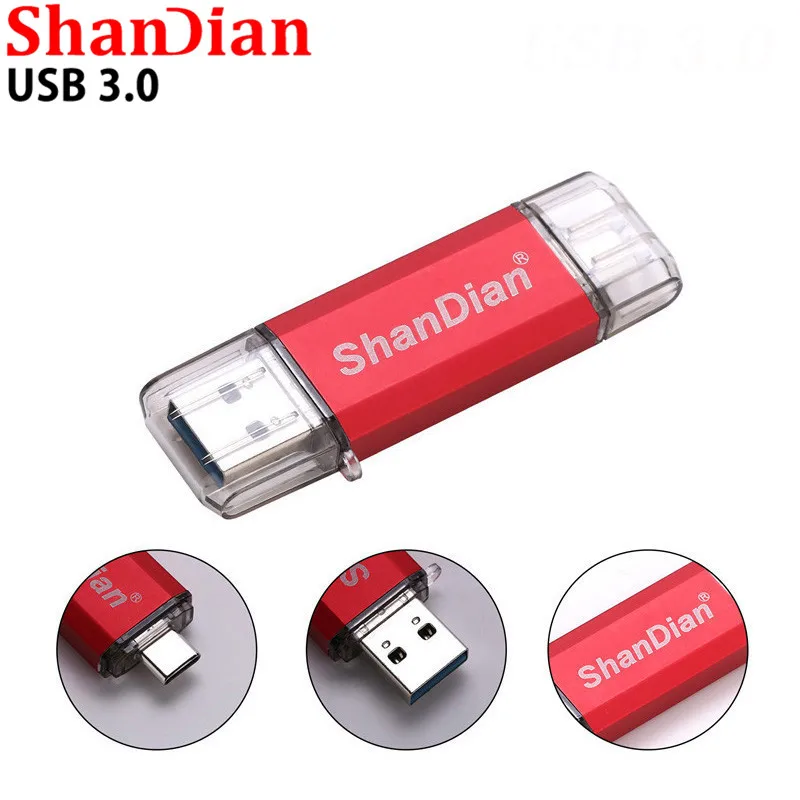 SHANDIAN торговля логотип клиента тип-c 3,1 usb флеш-накопитель Флешка 8 г 16 г 32 г 64 г Флешка карта памяти для телефонов android