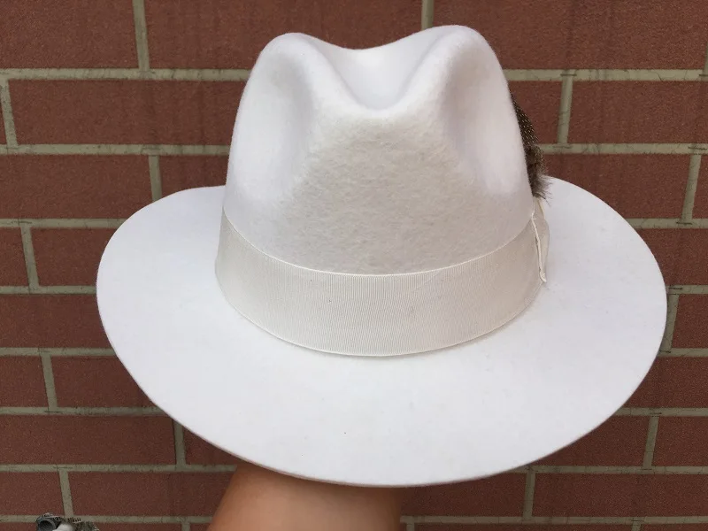 Классическая белая мужская шерстяная Фетровая Шляпа Fedora Шляпа крестного отца-американский стиль