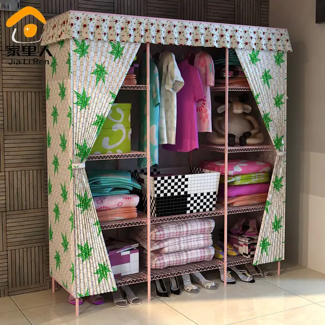 Easy Upscale Wardrobe Closet Oxford Reinforcement Steel Curtain