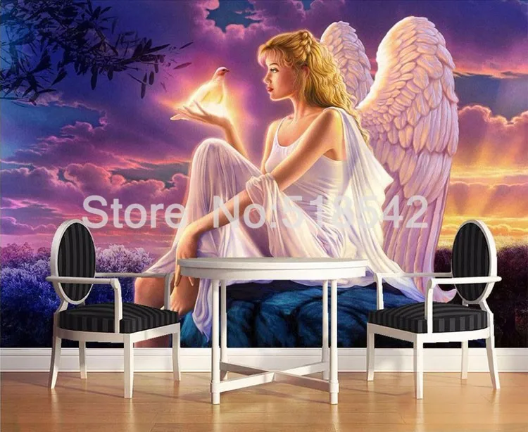 Высокое качество пользовательские 3D фото обои мир во всем мире Dove ангел-хранитель девушка Закат 3D Настенная Обои Гостиная Спальня