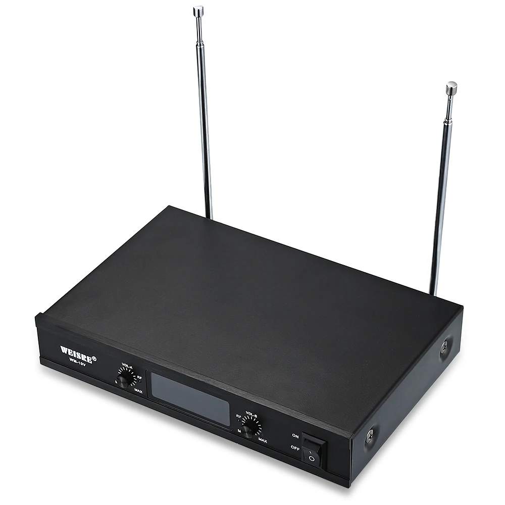 العروة weisre vhf نظام الميكروفون اللاسلكي ثنائي القناة الديناميكي قلبي الميكروفونات كاريوكي مؤتمر الحزب الزفاف