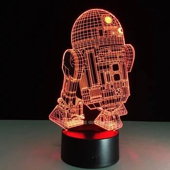 

Novelty 3D Night Light LED Bedside Lamp Table Desk Lampe Cool Star Wars R2D2 Robot Lamparas USB Nightlight Luminarias For Kids