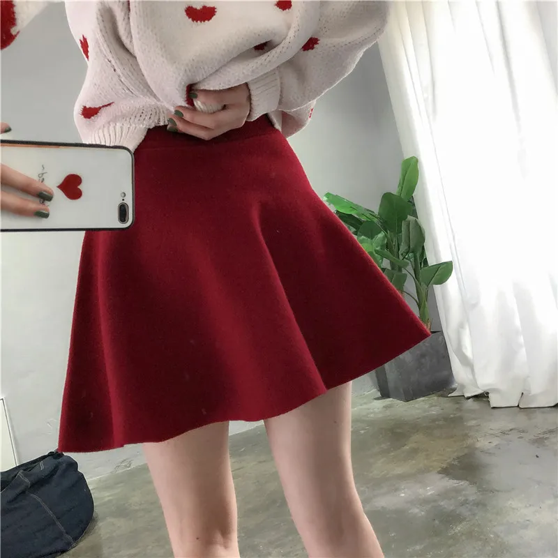 Осенние классические узкие тонкие трикотажные плиссированные юбки с высокой талией Короткая юбка