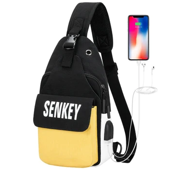

Boshikang USB Charging Men's Women's Sling Bag Chest Packts Waist Bag Hip Hop Crossbody Travel Chest Bag Female