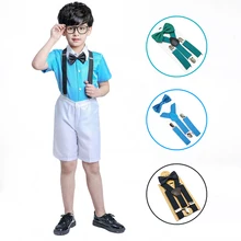 Детские подтяжки с бантом, модный детский комплект с галстуком-бабочкой, брекеты для мальчиков и девочек, регулируемые подтяжки, Детские свадебные галстуки, аксессуары