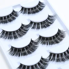 5 пар природных Накладные ресницы толстые 3D норки ресницы длинные черные мягкие норки ресницы Макияж Наращивание ресниц искусственная ресницы
