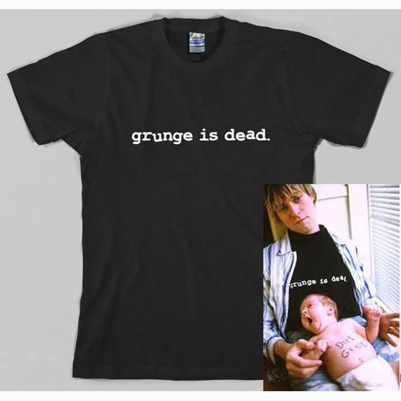 Grunge is Dead Футболка Мужская 90 s Унисекс Хлопок Рок шикарная Мода Tumblr Графический
