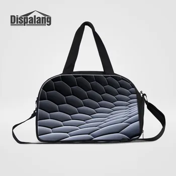 

Dispalang Fashion Luggage Travel Bag Foldable Travelling Duffle Bags With Independent Shoe Pocket Geometric Pattern Weekend Bag