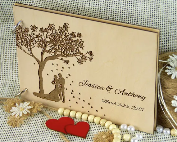 Personalized Wedding Anniversary Bridal Shower Guest Book Gift for Couple Memory Book Wedding Keepsake Advice Photo Prop