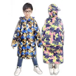 Модные камуфляжные детское непромокаемое пальто утепленные и студенток пончо с мешком положение увеличить непромокаемые плащи
