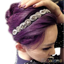 Hot Fashion Retro Style Women HairBand Crystal Rhinestone Gray Beads Headband Hair Band 0J2J