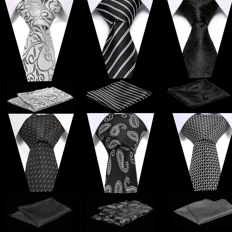 

2019 New Arrival Men's Ties Black Mens Wedding Neckties 7.5cm Necktie Business Silk Ties For Men Tie