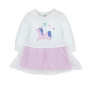 

Tender Babies Baby Girl Clothing Cute dress with unicorn embroidery to front with tu tu glitter spot tu tu dress