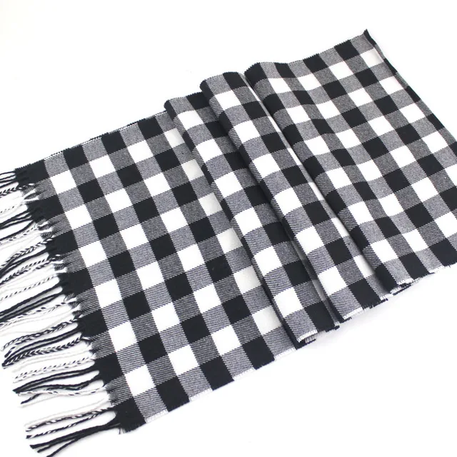 Mens Checkered Scarf Warm Scarves for Men Cashmere Like Shawl