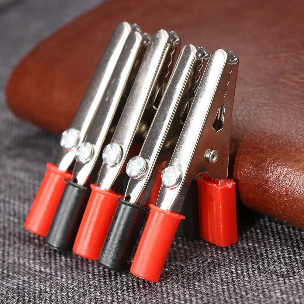 

5PCS 50mm Test Clip Plastic Handle Electrical Jumper Test Probe Metal Alligator Clip Wire Cable Lead Connector Terminals Tool