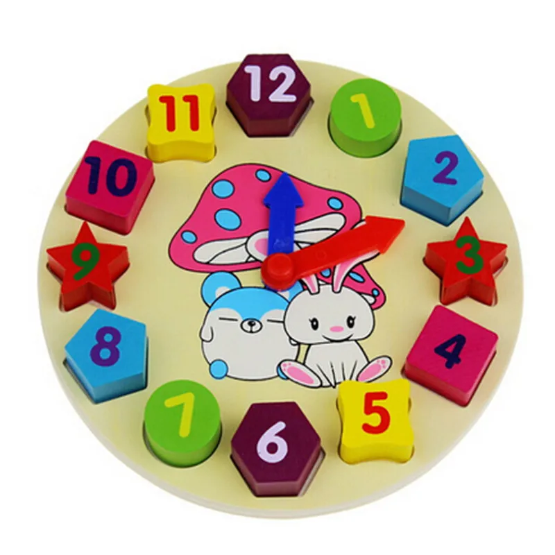 12 цветов 3D деревянные головоломки игрушки детские развивающие игрушки для детей с мультяшной цифровой геометрией часы для маленьких