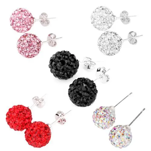 Fashion Silver Shambala Stud Earrings CZ Crystal B...